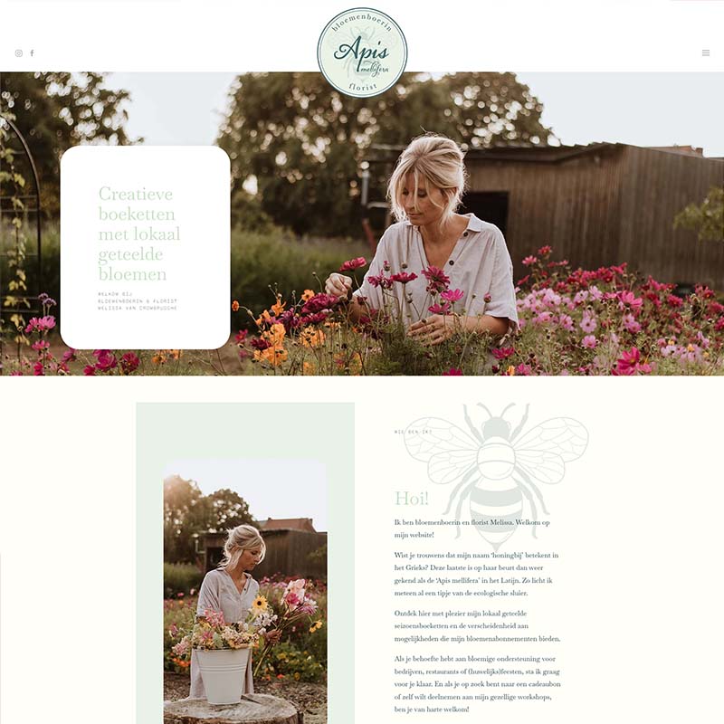 branding, webdesign en SEO copywriting voor Apis Mellifera florist uit Geraardsbergen