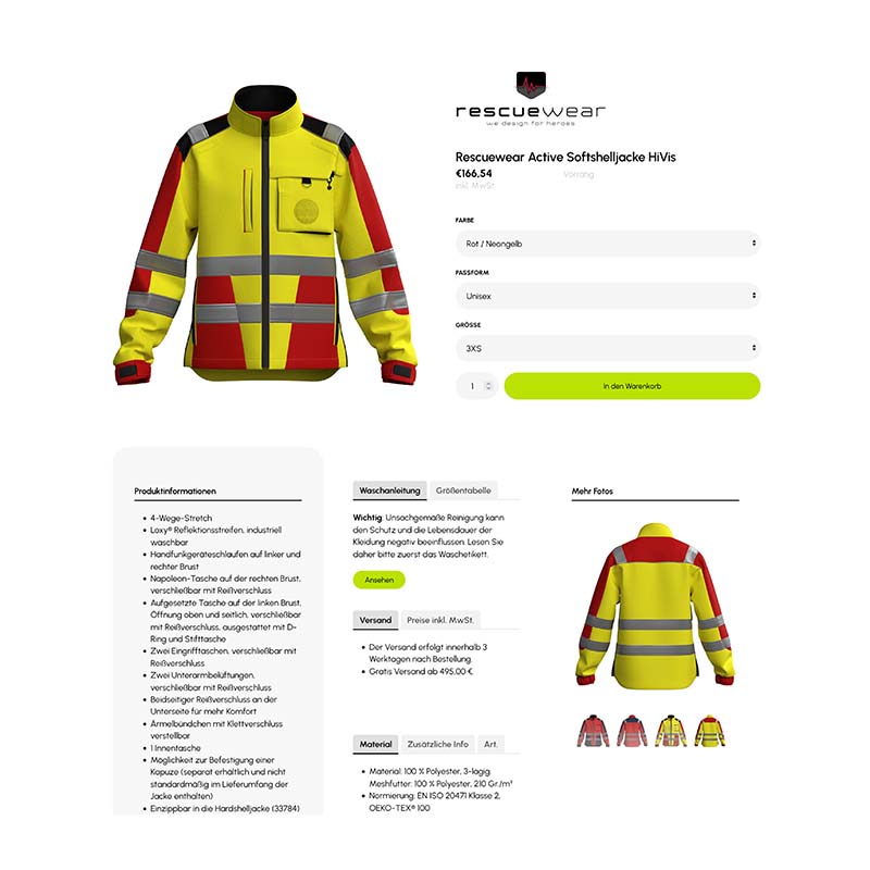 Design en ontwikkeling webshop voor Rescuewear