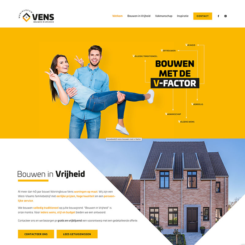 webdesign, branding, fotografie voor woningbouw Vens uit Zwevezele
